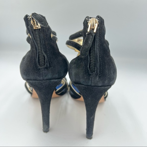 Coach Black Suede Strappy Metal Accent Heels US6.5 - Picture 6 of 10